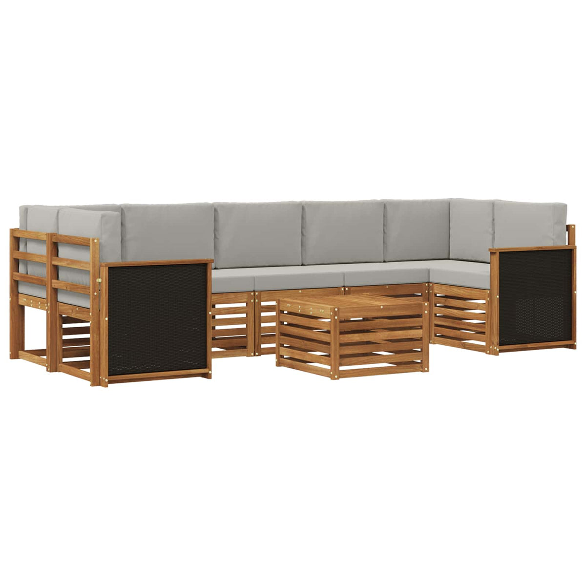 Set vanjskih sofa 8 kom. Prirodna i svjetlosiva