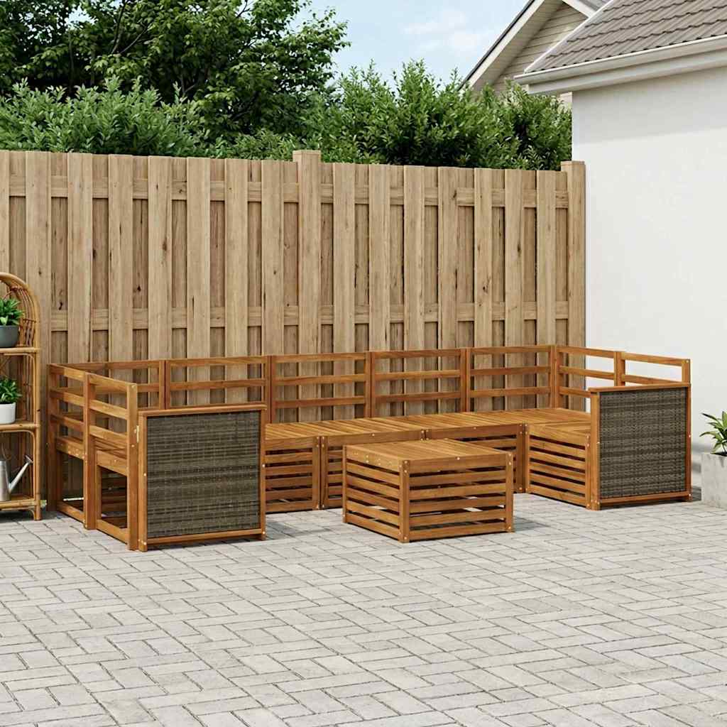 Set vanjskih sofa 8 kom. Prirodna Čvrsto drvo akacije