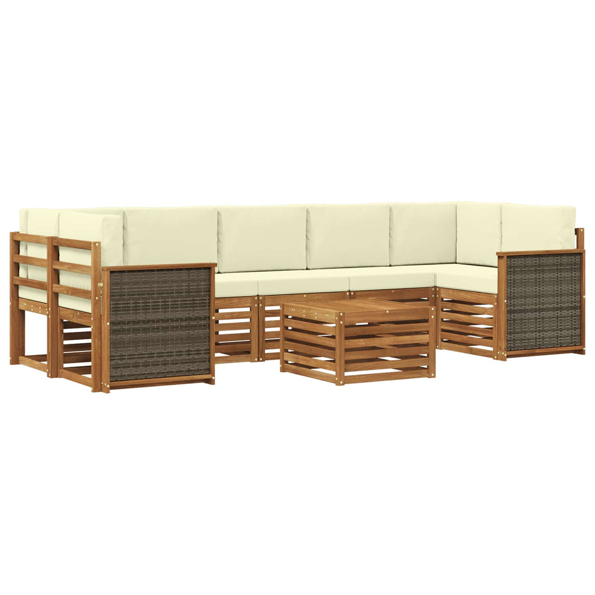 Set vanjskih sofa 8 pcs Prirodna i krem Čvrsto drvo akacije