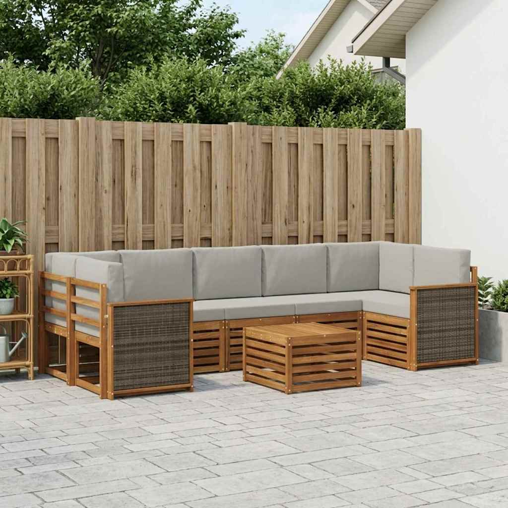 Set vanjskih sofa 8 kom. Prirodna i svjetlosiva