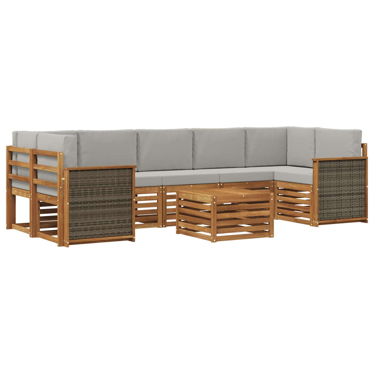 Set vanjskih sofa 8 kom. Prirodna i svjetlosiva