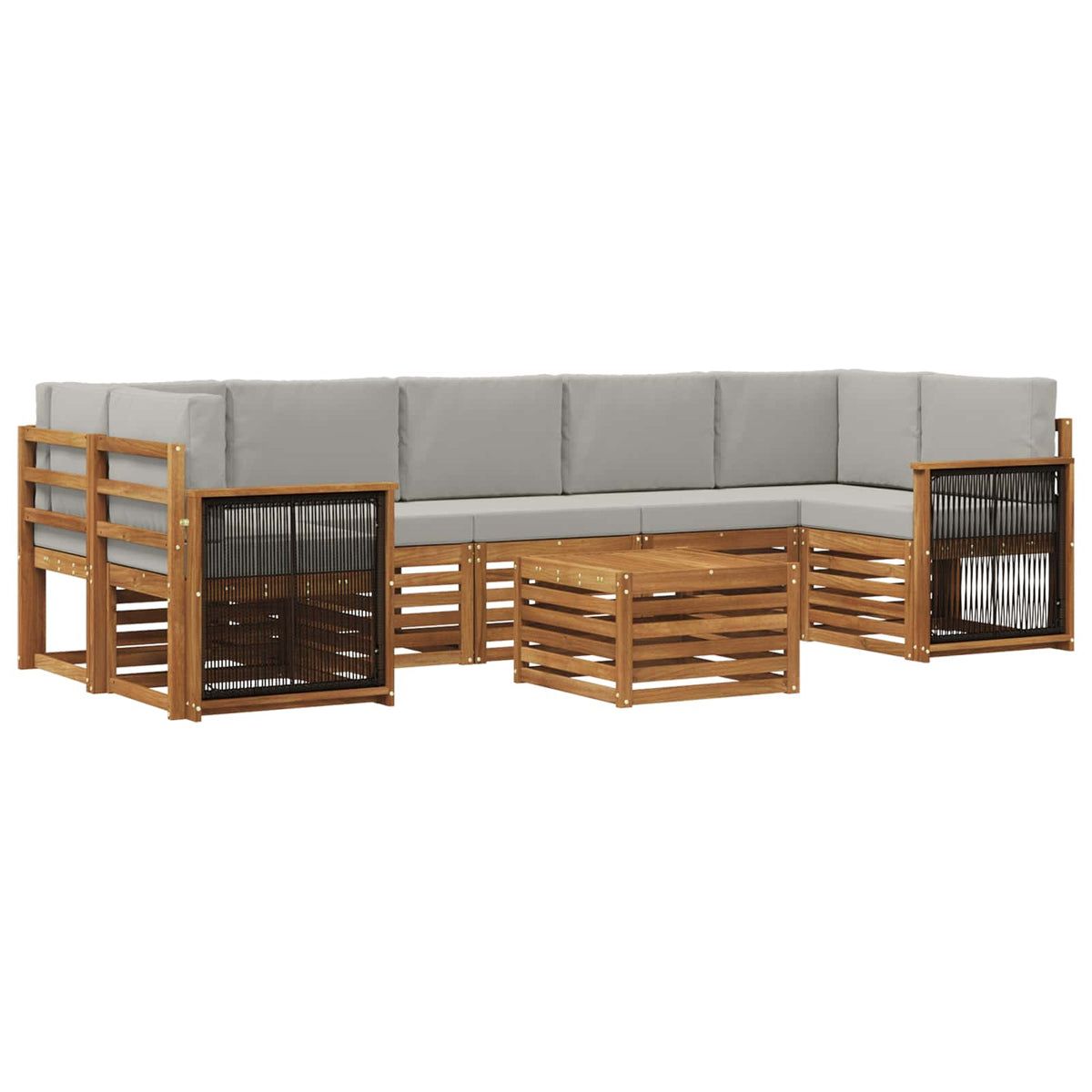 Set vanjskih sofa 8 kom. Prirodna i svjetlosiva