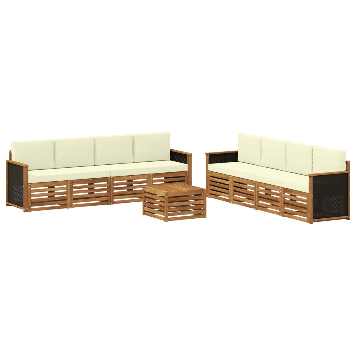 Set vanjskih sofa 9 kom. Prirodna i krem