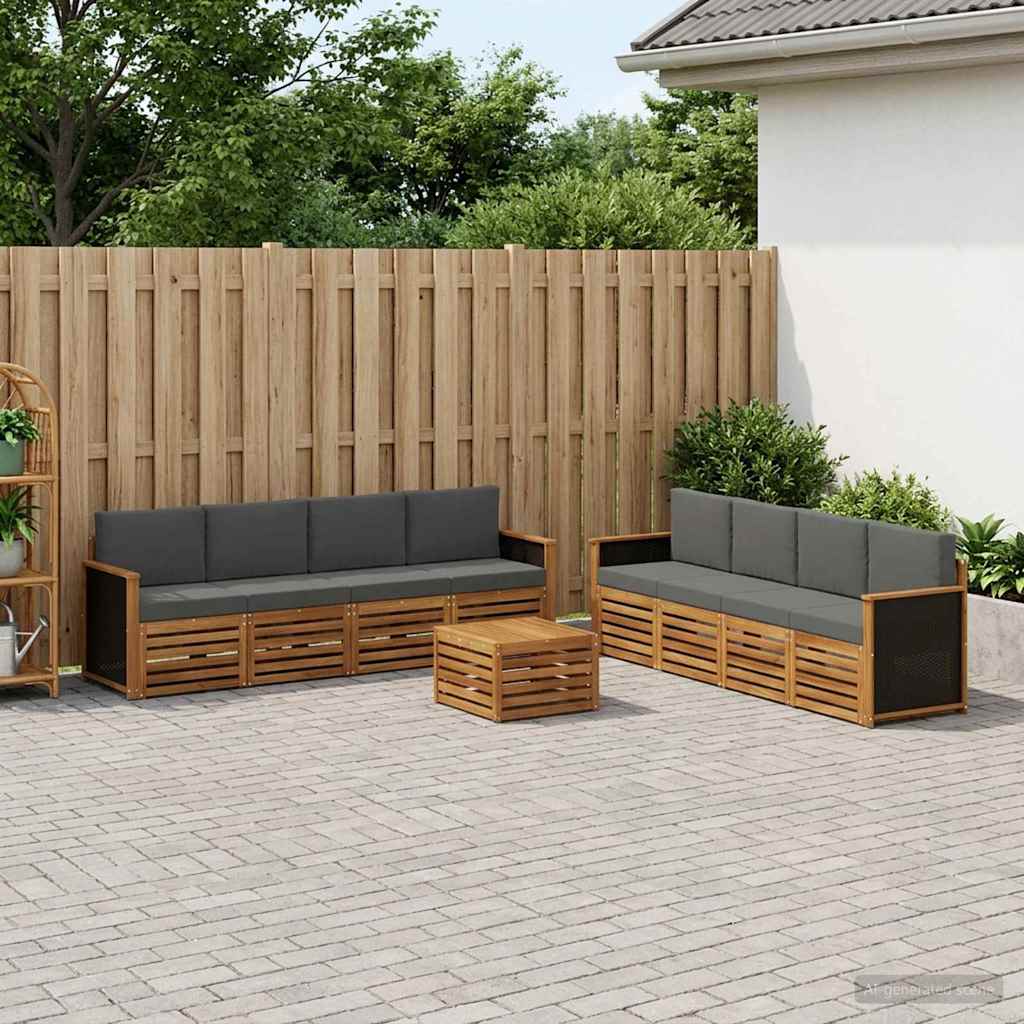 Set vanjskih sofa 9 kom. Prirodna i antracit
