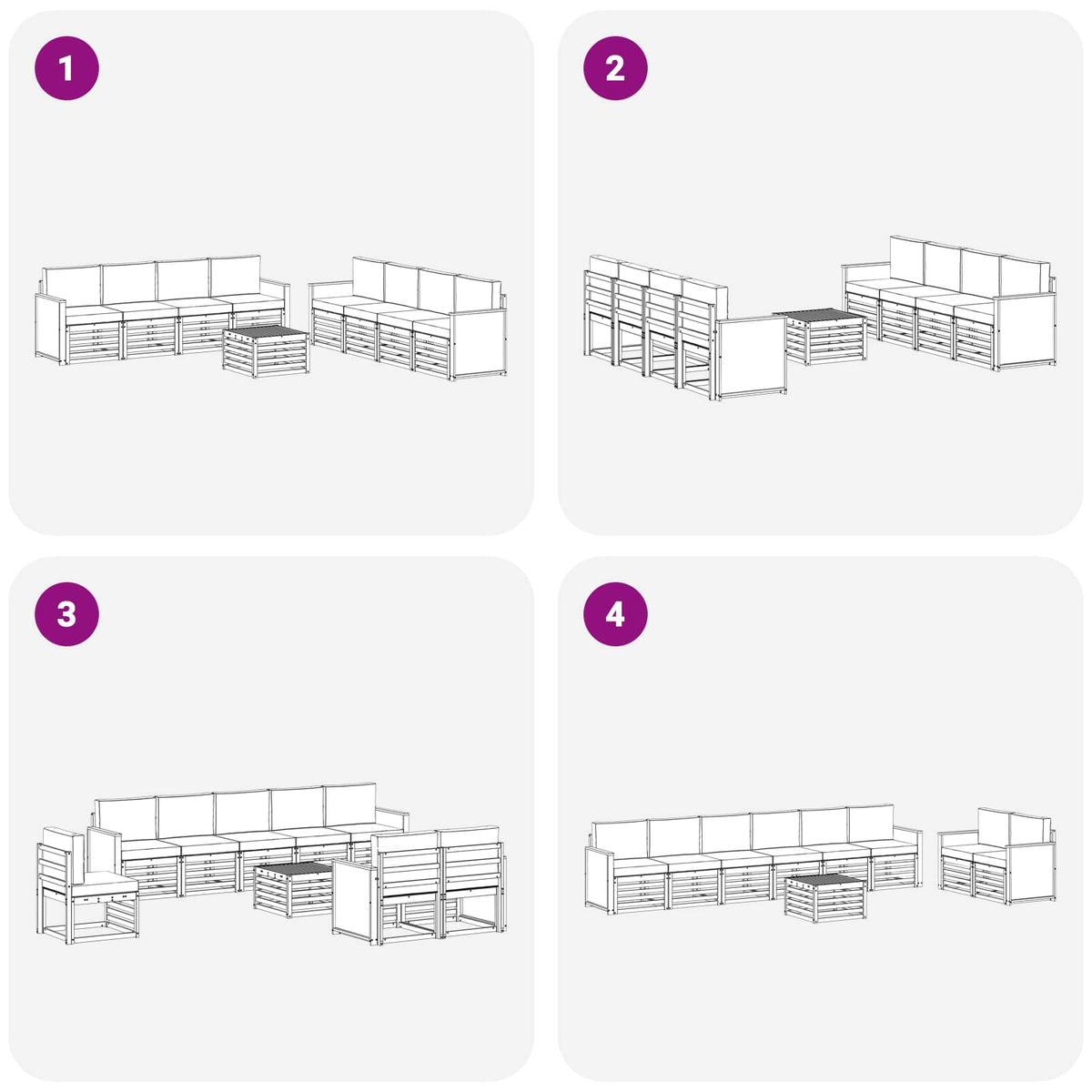 Setovi sofa s jastukom 9 pcs Čvrsto drvo akacije