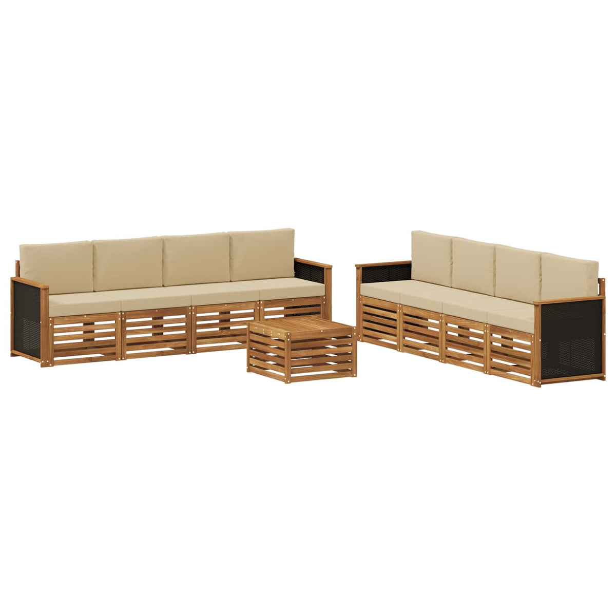 Set vanjskih sofa 9 kom. Prirodna i bež