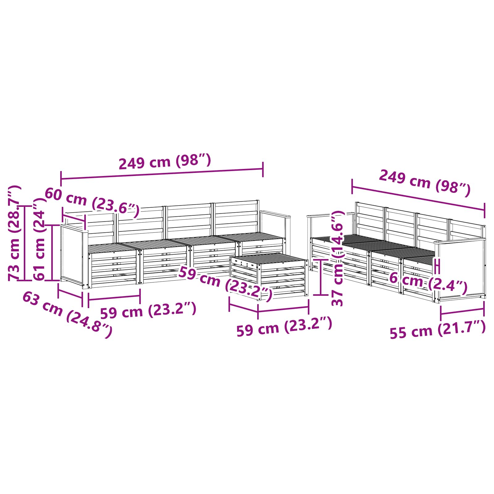 Setovi sofa 9 pcs Čvrsto drvo akacije