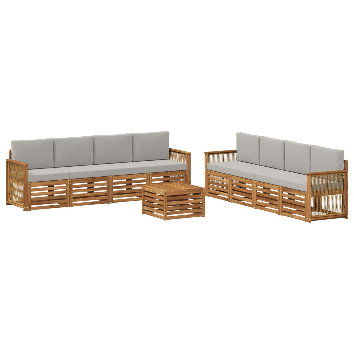 Set vanjskih sofa 9 kom. Prirodna i svjetlosiva
