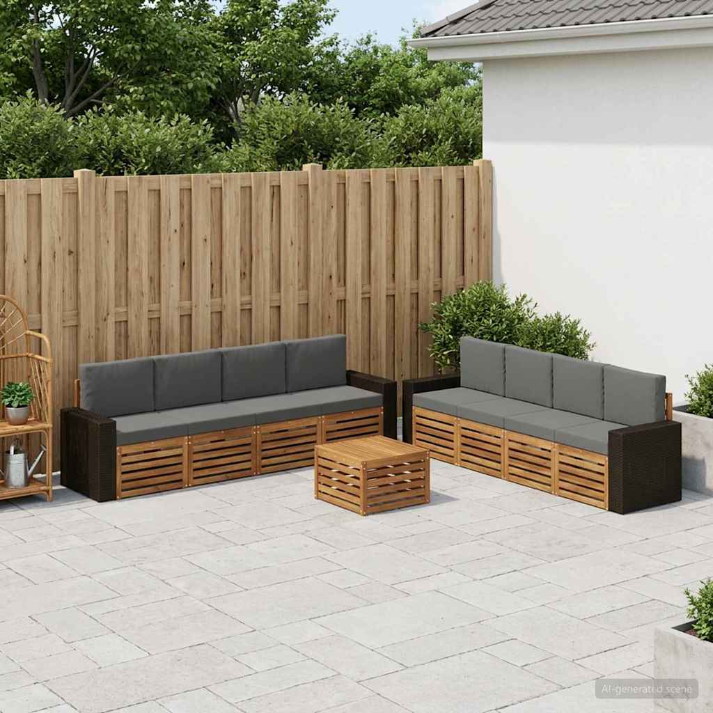 Set vanjskih sofa 9 kom. Prirodna i antracit