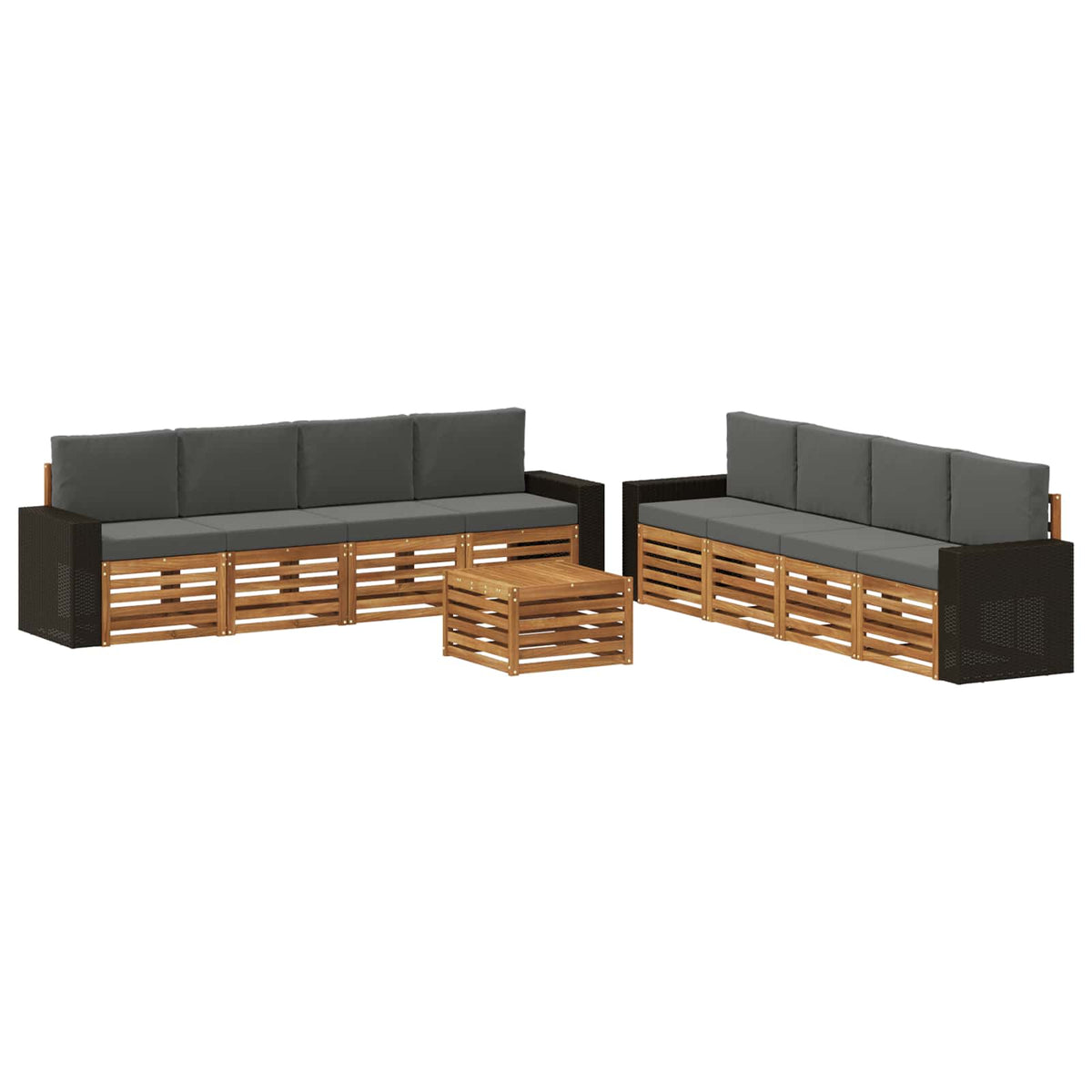Set vanjskih sofa 9 kom. Prirodna i antracit