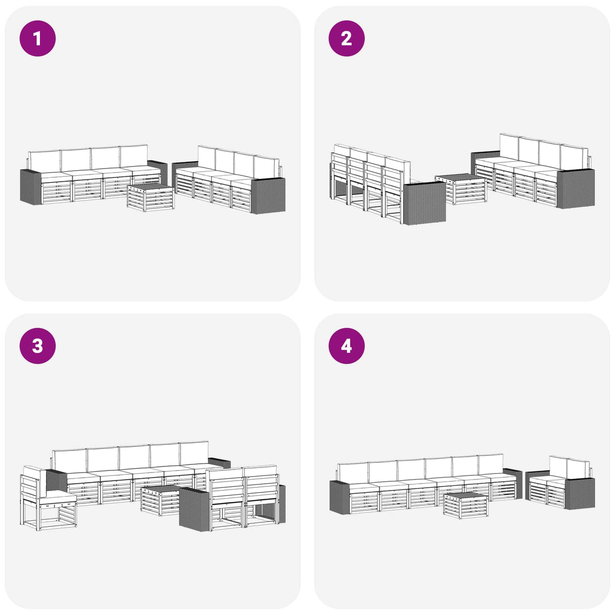 Set vanjskih sofa 9 kom. Prirodna i antracit