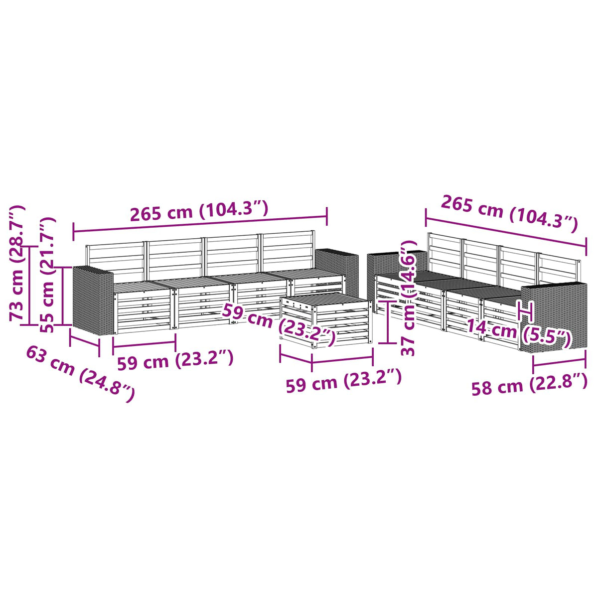 Setovi sofa 9 pcs Čvrsto drvo akacije