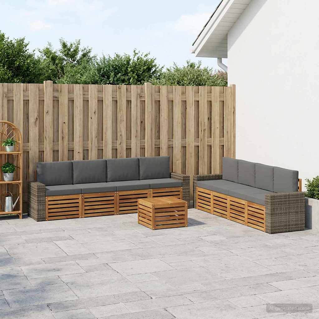 Set vanjskih sofa 9 kom. Prirodna i antracit