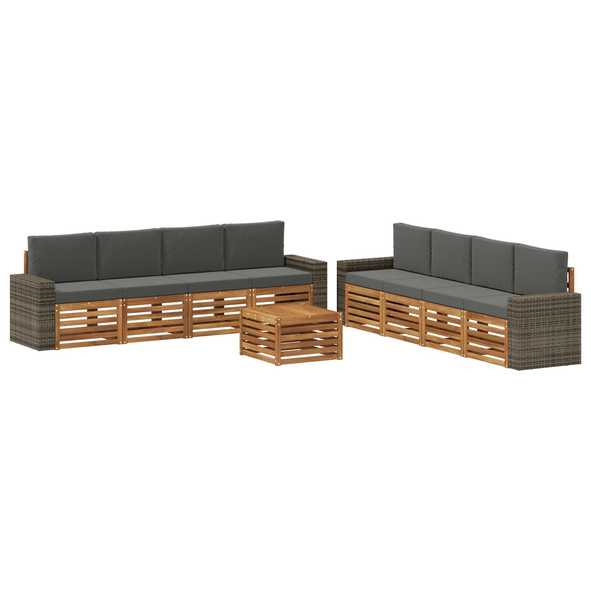 Set vanjskih sofa 9 kom. Prirodna i antracit