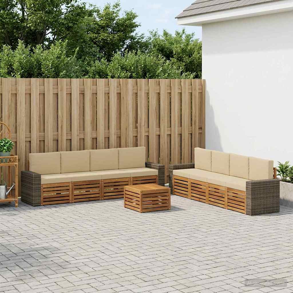 Set vanjskih sofa 9 kom. Prirodna i bež