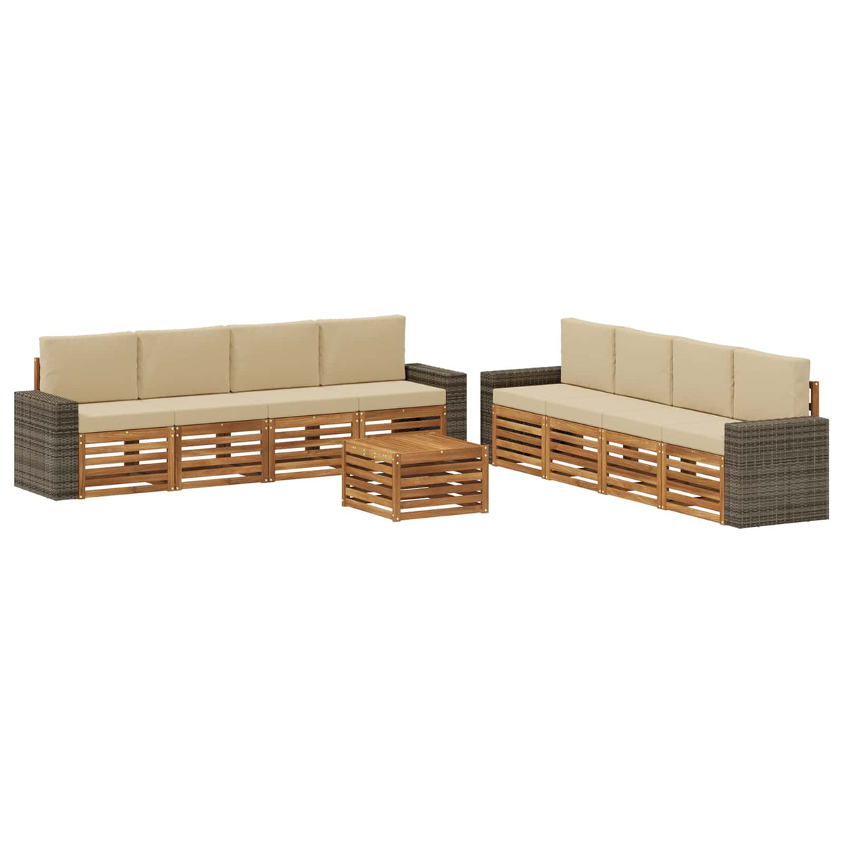 Set vanjskih sofa 9 kom. Prirodna i bež