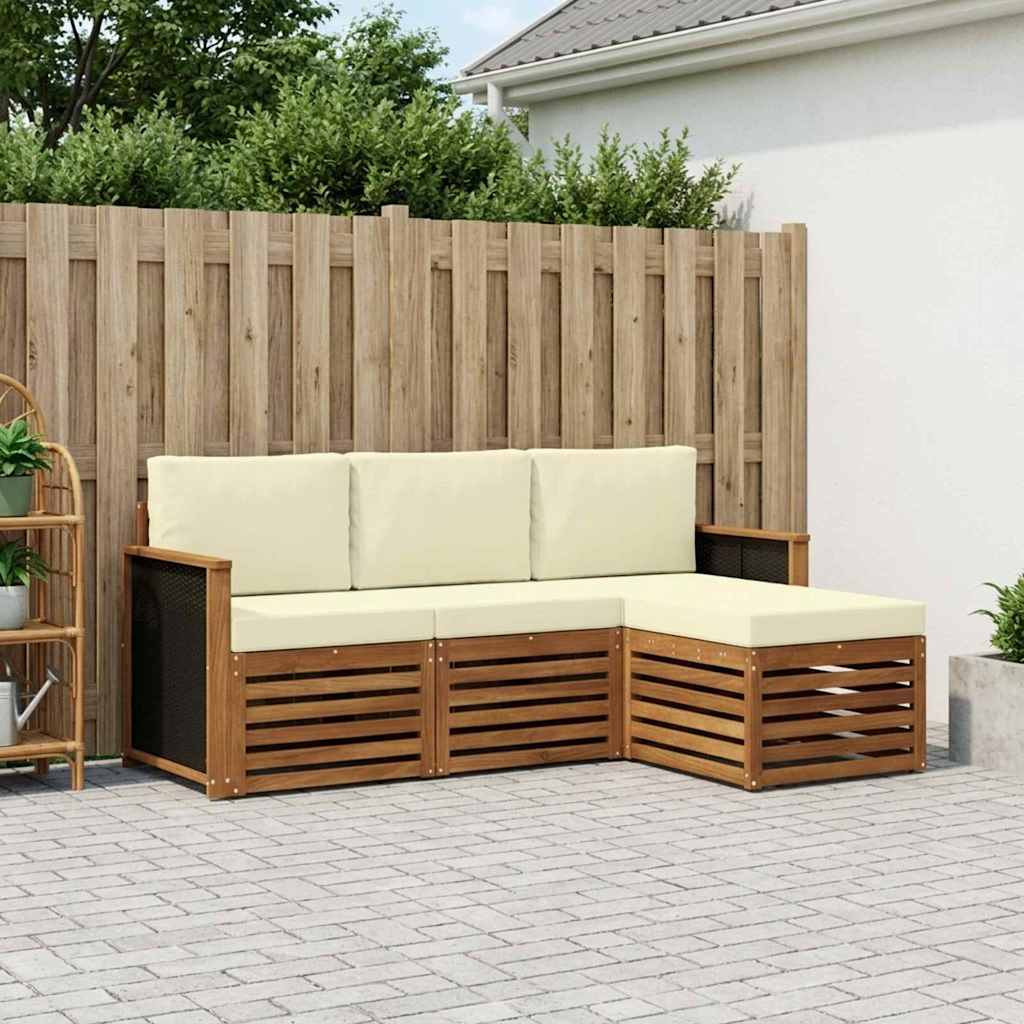 Set vanjskih sofa s jastukom 4 pcs Prirodna i krem