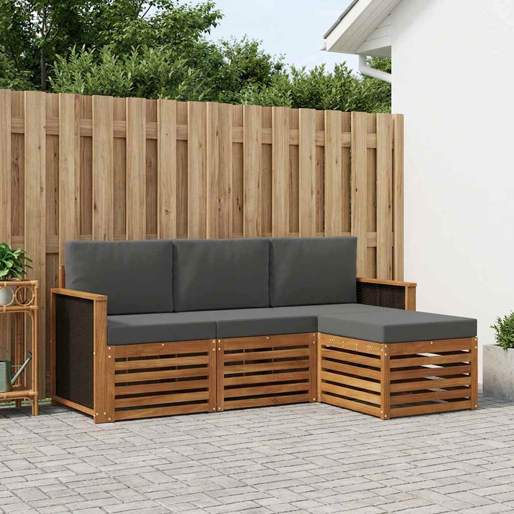 Set vanjskih sofa s jastukom 4 pcs Prirodna i antracit