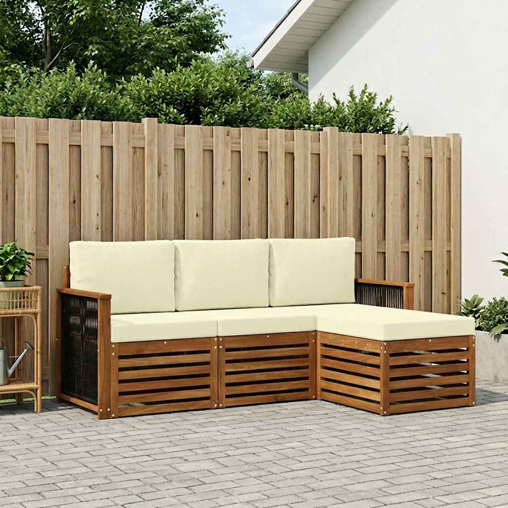 Set vanjskih sofa 4 kom. Prirodna i krem