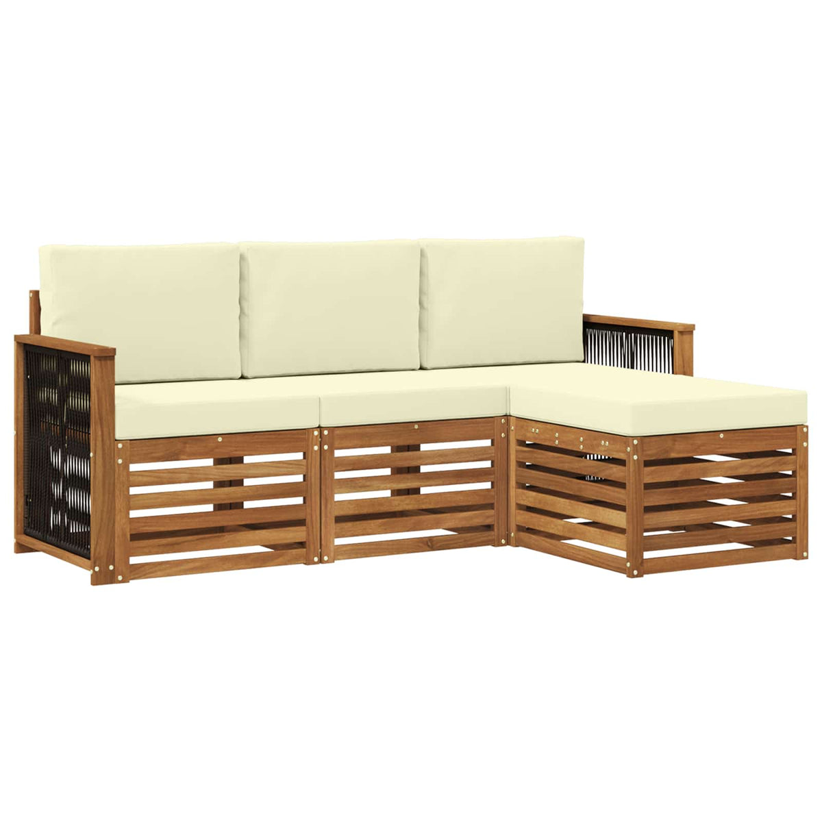 Set vanjskih sofa 4 kom. Prirodna i krem