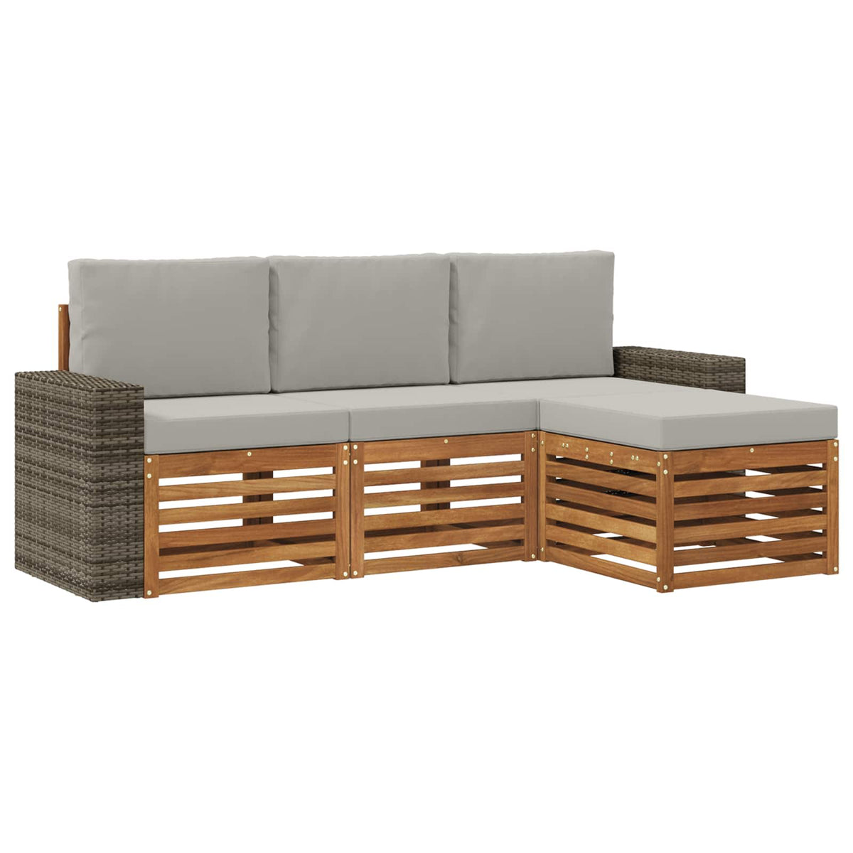 Set vanjskih sofa 4 kom. Prirodna i svjetlosiva