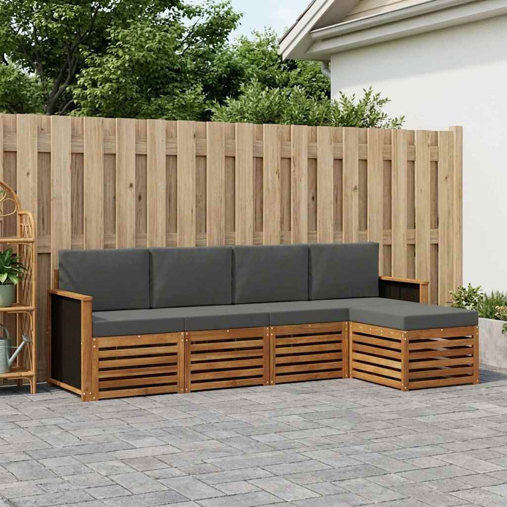 Set vanjskih sofa s jastukom 5 pcs Prirodna i antracit