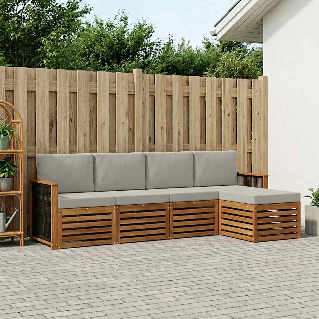 Set vanjskih sofa 5 kom. Prirodna i svjetlosiva