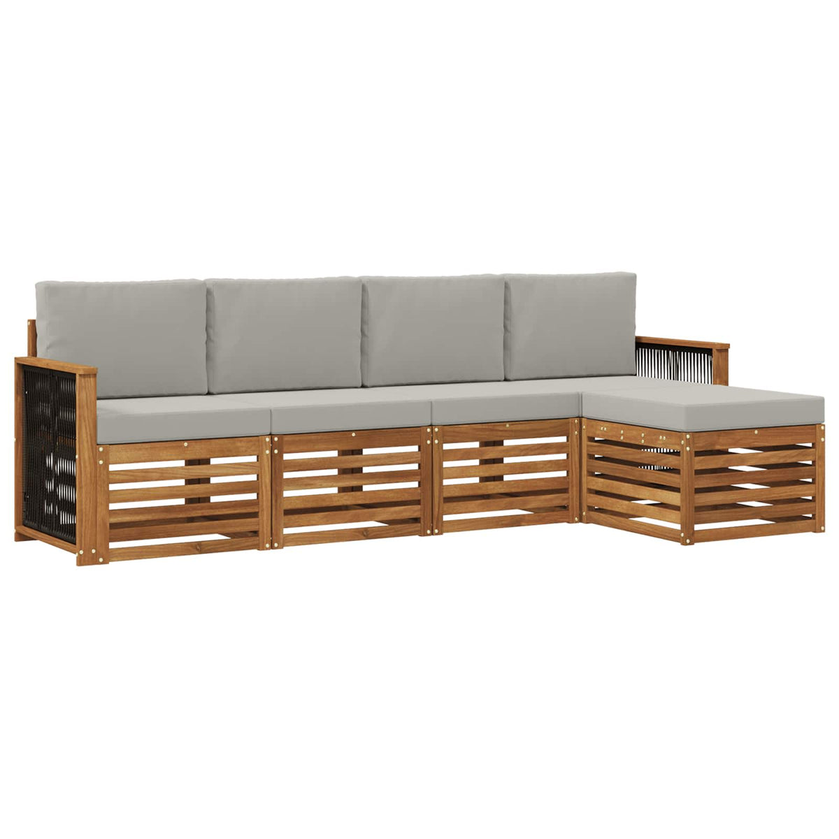 Set vanjskih sofa 5 kom. Prirodna i svjetlosiva