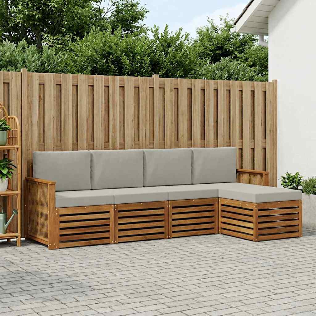 Set vanjskih sofa 5 kom. Prirodna i svjetlosiva