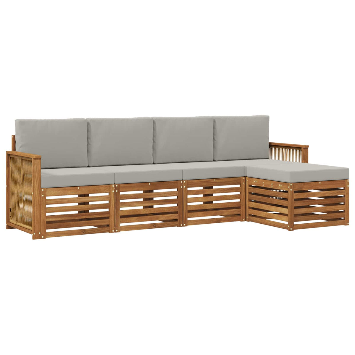 Set vanjskih sofa 5 kom. Prirodna i svjetlosiva