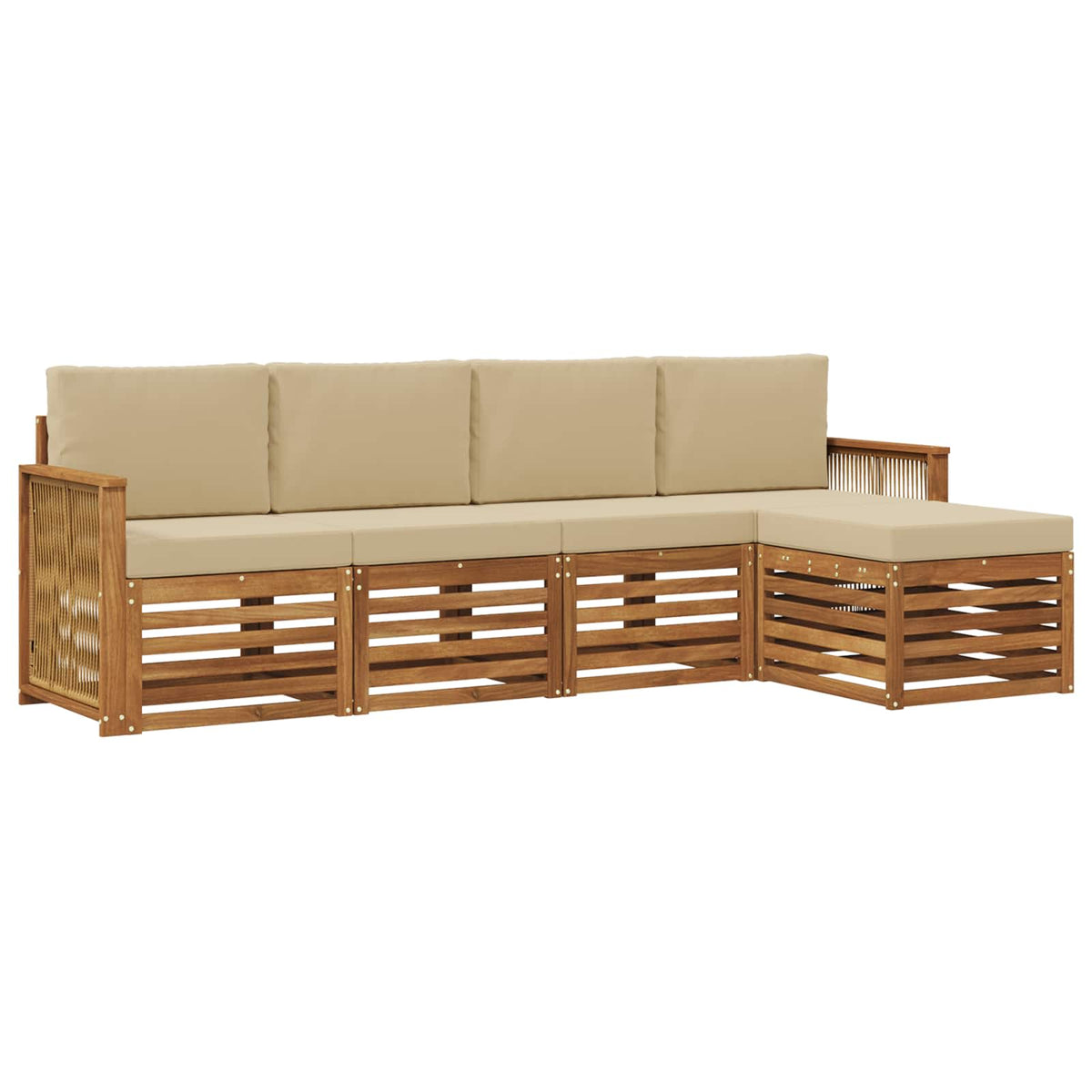 Set vanjskih sofa 5 kom. Prirodna i bež