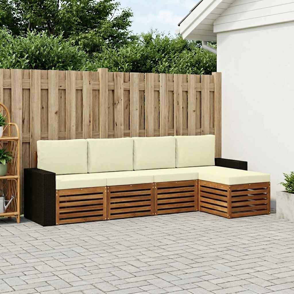 Set vanjskih sofa 5 kom. Prirodna i krem