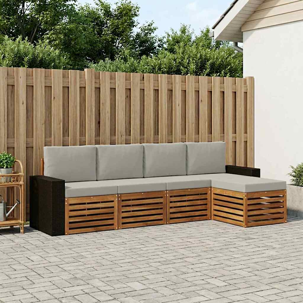 Set vanjskih sofa 5 kom. Prirodna i svjetlosiva