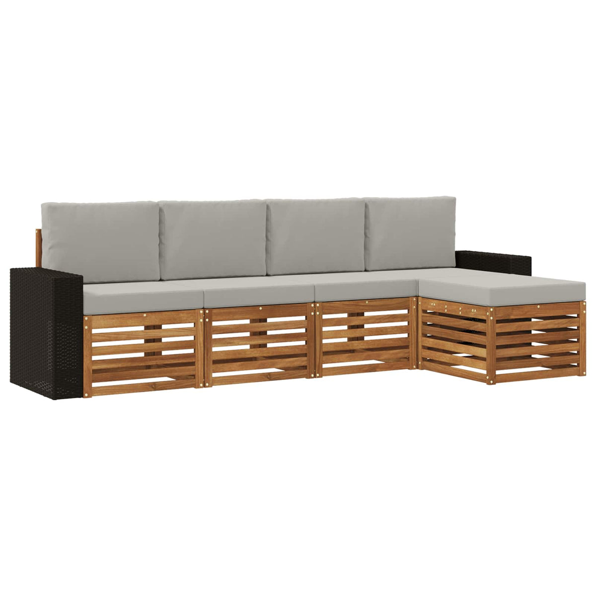Set vanjskih sofa 5 kom. Prirodna i svjetlosiva
