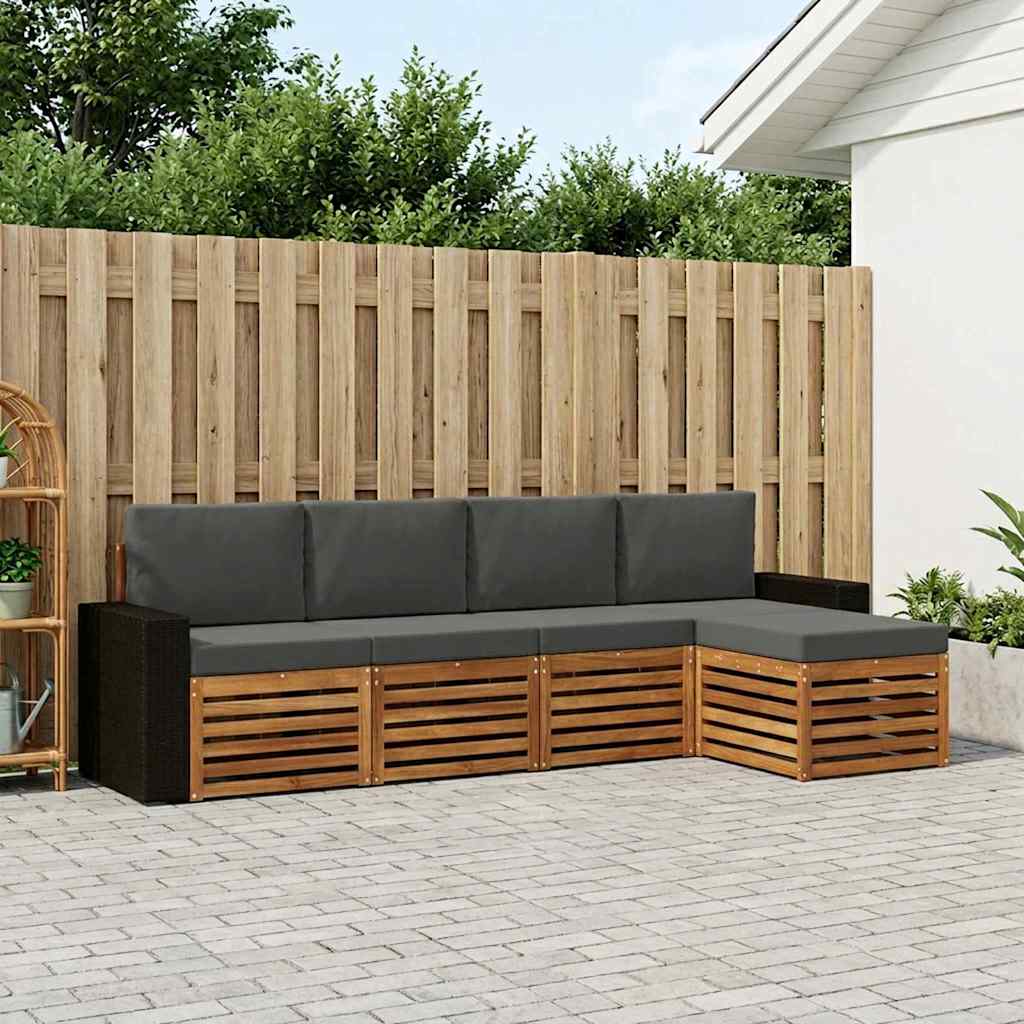 Set vanjskih sofa 5 kom. Prirodna i antracit