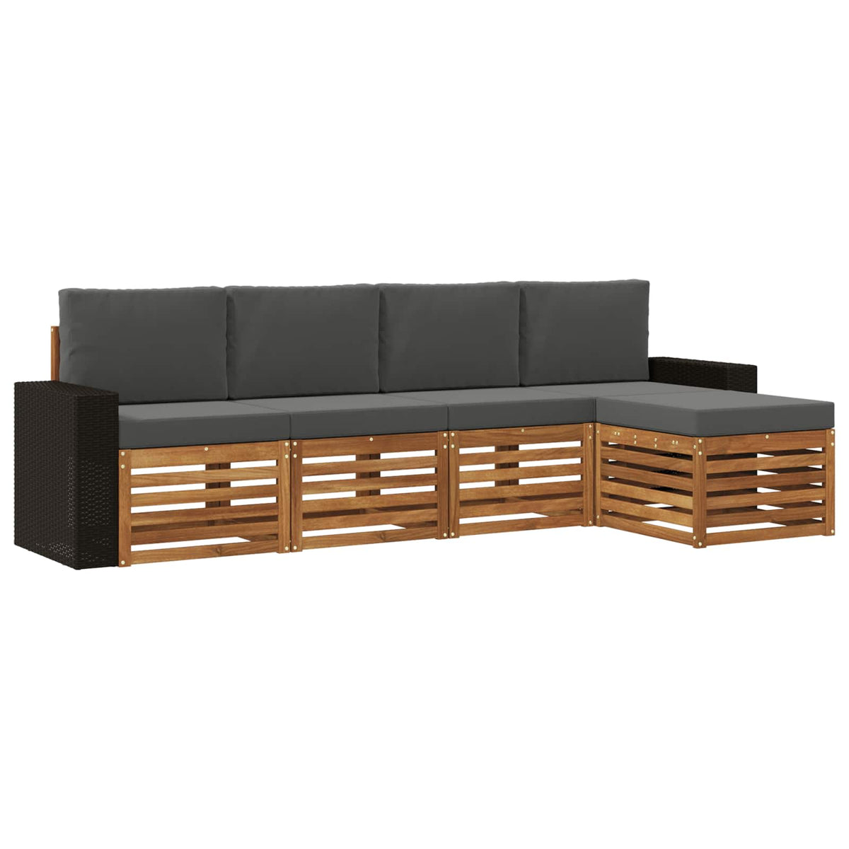Set vanjskih sofa 5 kom. Prirodna i antracit