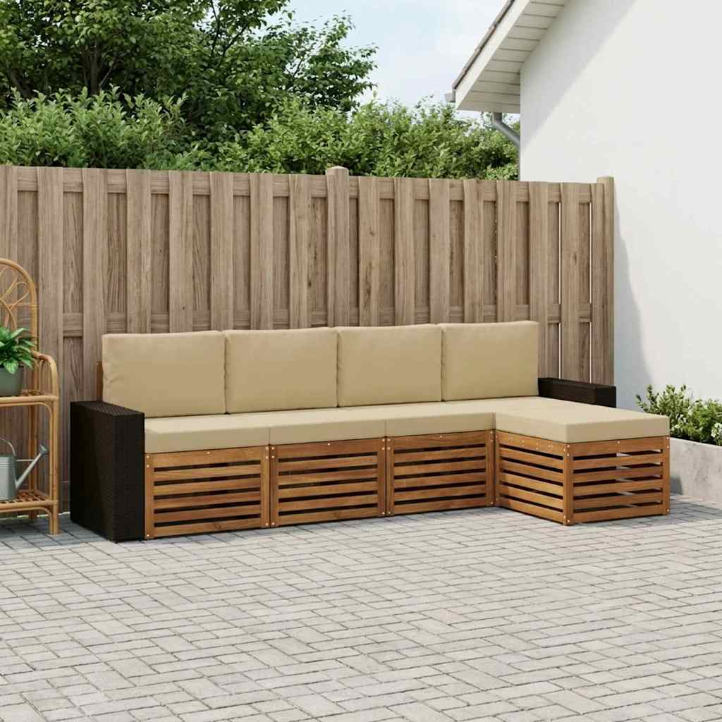 Set vanjskih sofa 5 kom. Prirodna i bež