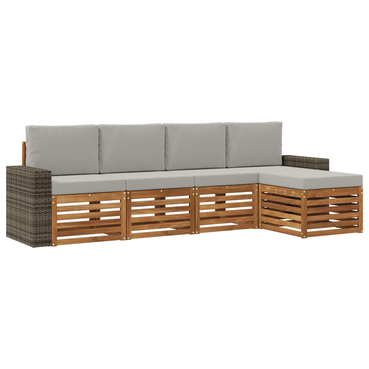 Set vanjskih sofa 5 kom. Prirodna i svjetlosiva