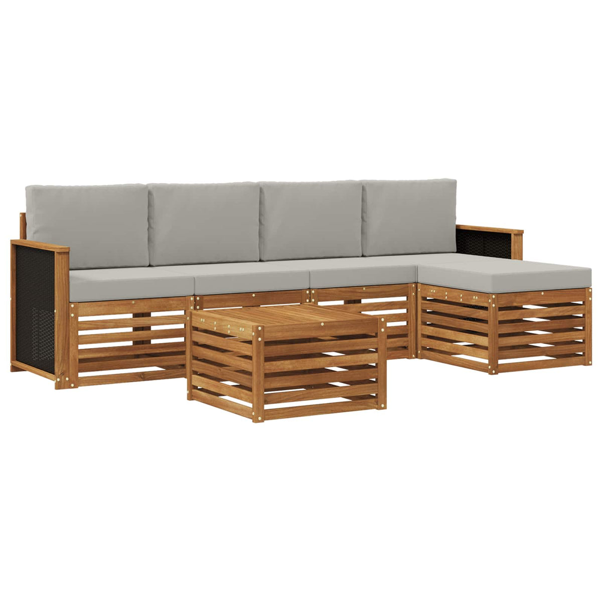 Set vanjskih sofa 6 kom. Prirodna i svjetlosiva