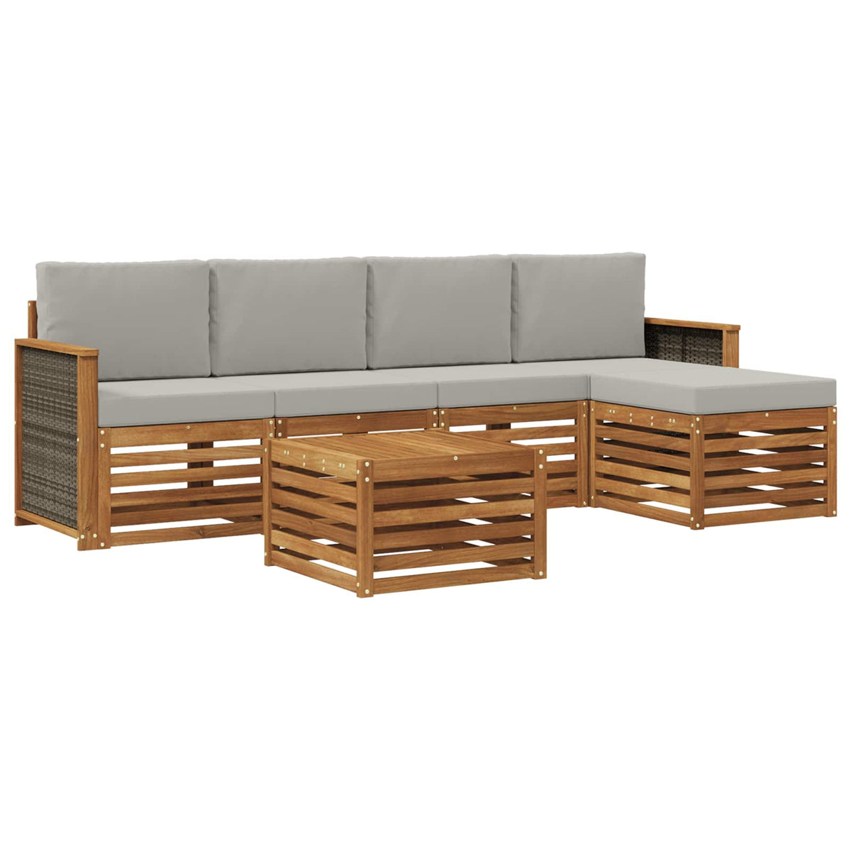 Set vanjskih sofa 6 kom. Prirodna i svjetlosiva