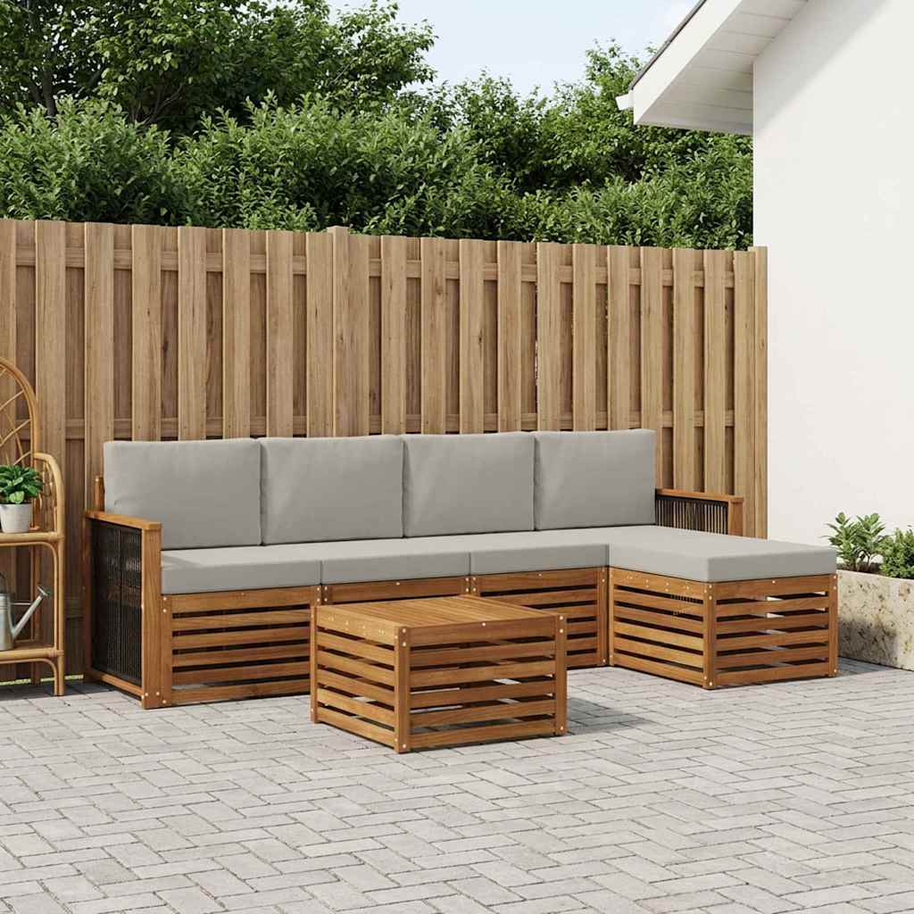 Set vanjskih sofa 6 kom. Prirodna i svjetlosiva