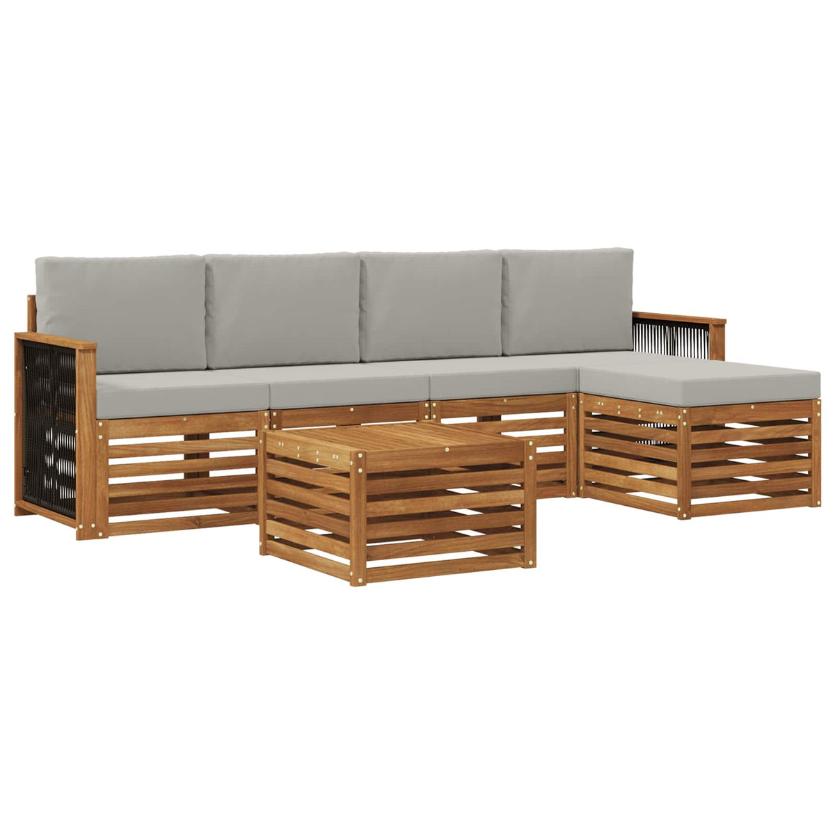 Set vanjskih sofa 6 kom. Prirodna i svjetlosiva