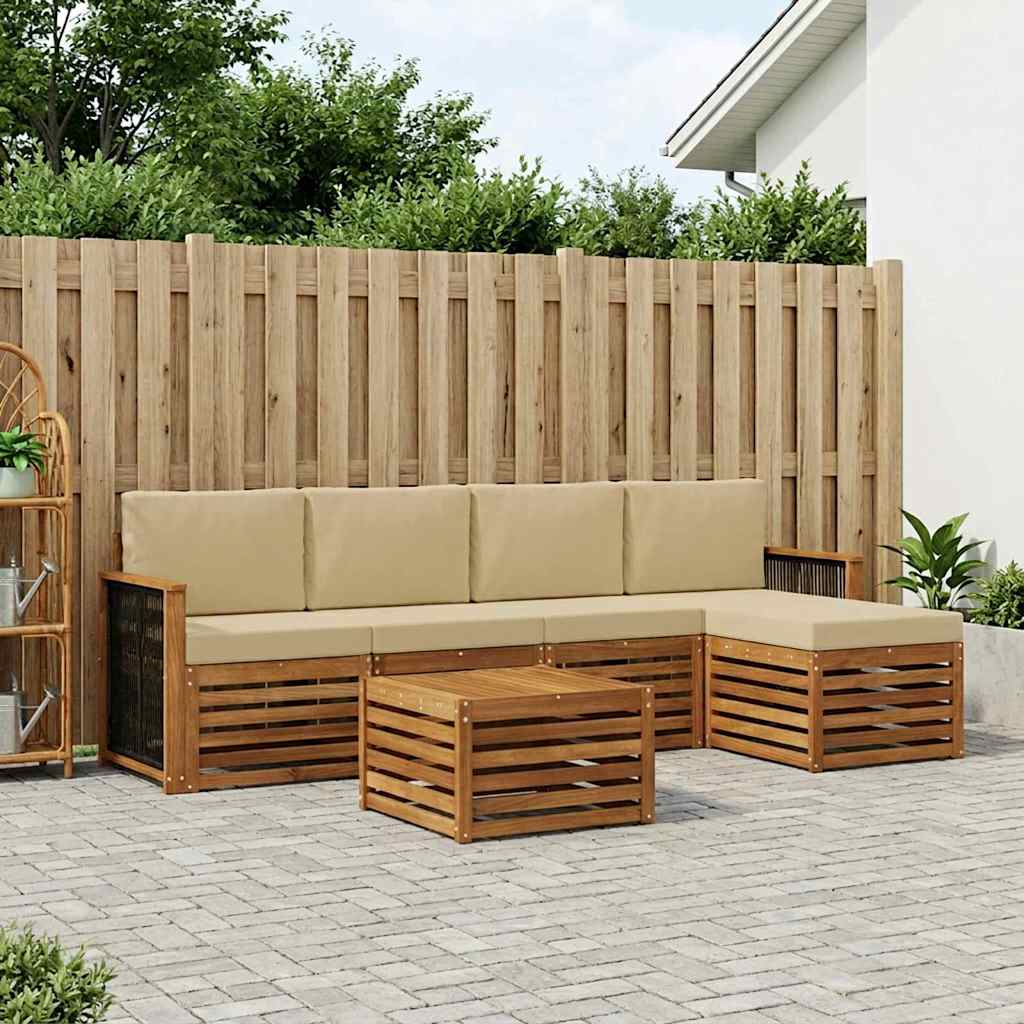 Set vanjskih sofa 6 kom. Prirodna i bež
