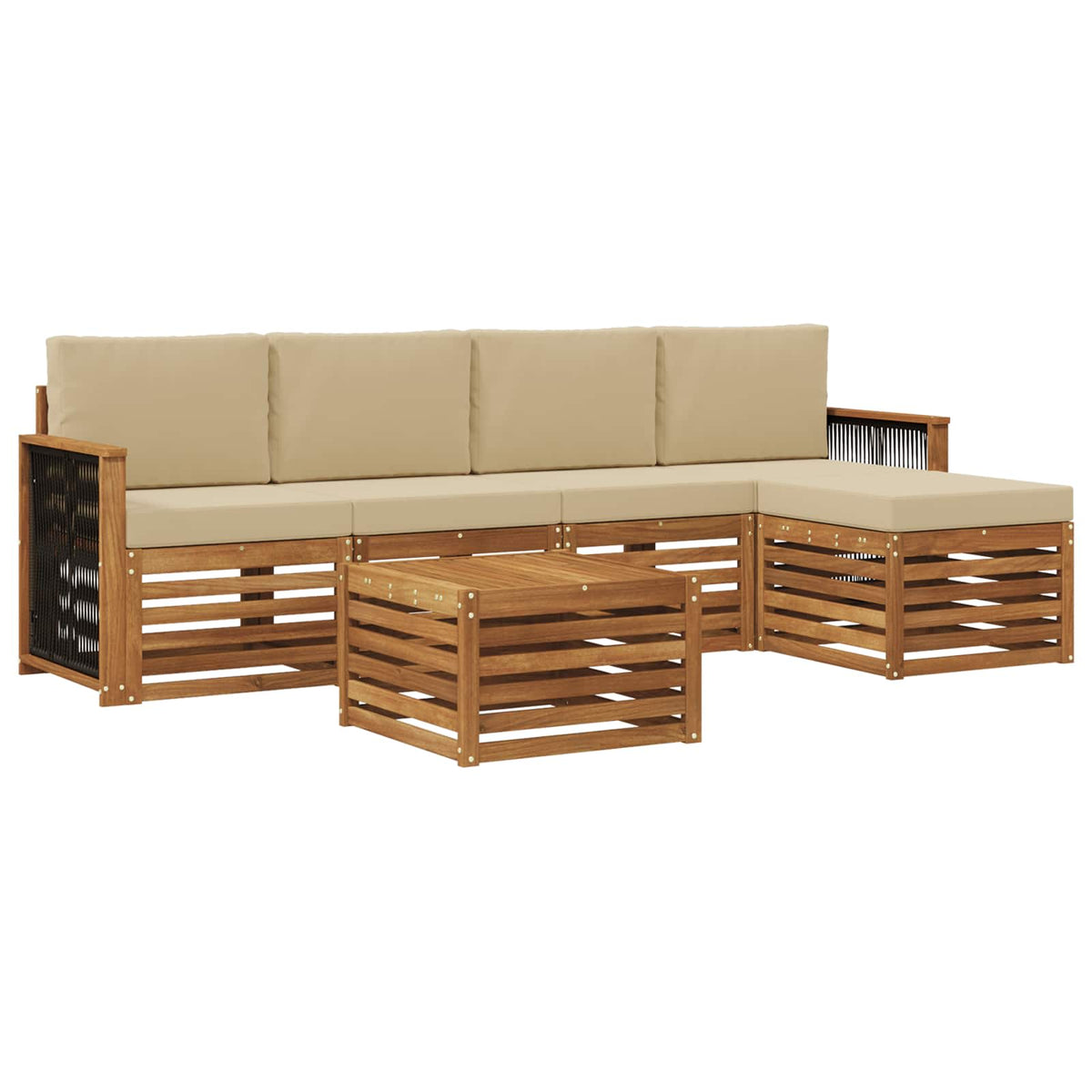 Set vanjskih sofa 6 kom. Prirodna i bež
