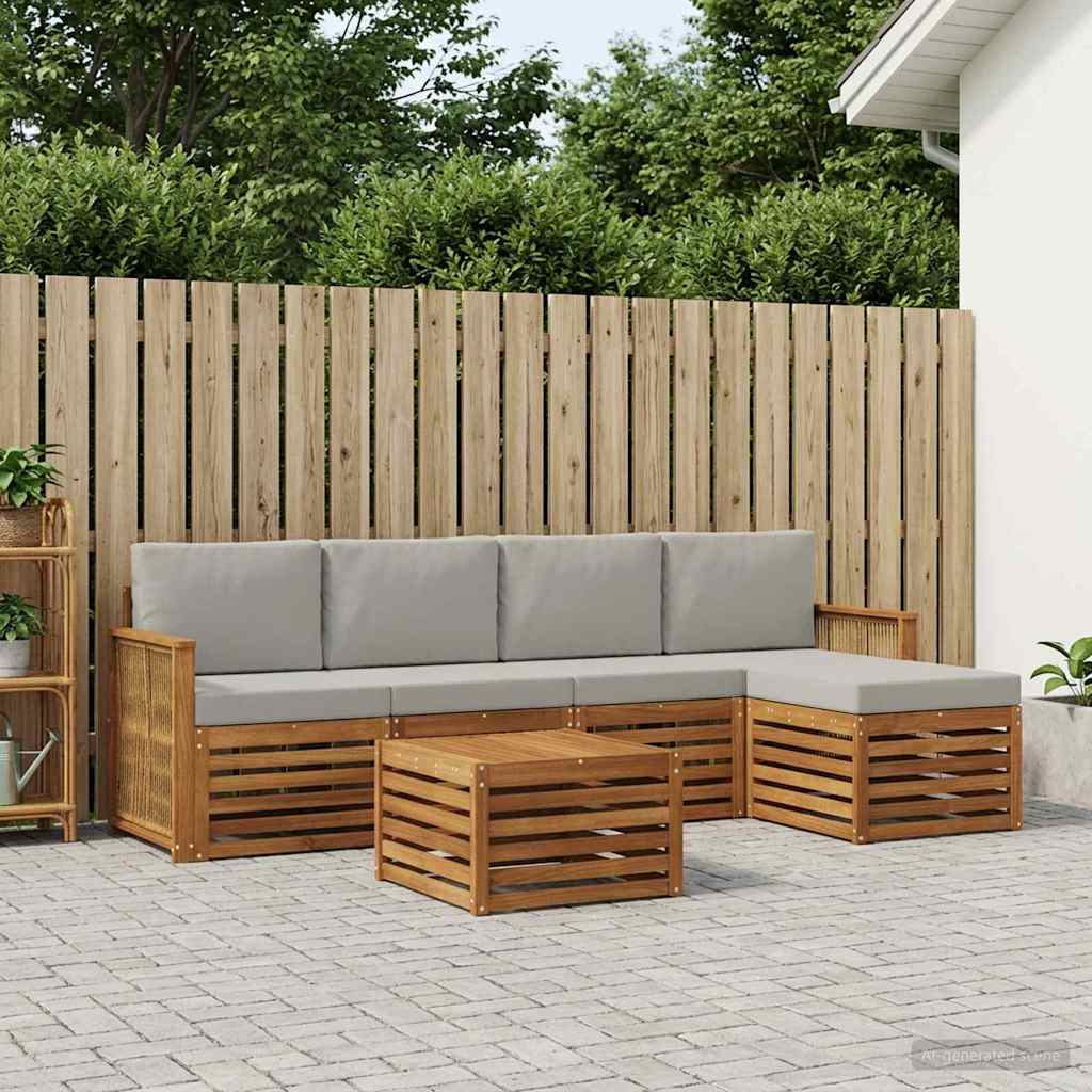 Set vanjskih sofa 6 kom. Prirodna i svjetlosiva