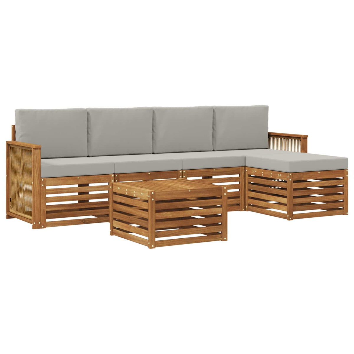 Set vanjskih sofa 6 kom. Prirodna i svjetlosiva