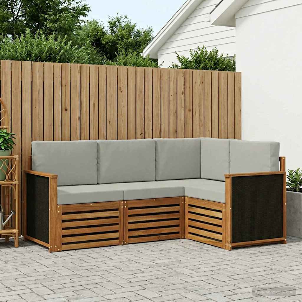 Setovi sofa s jastukom 4 pcs Čvrsto drvo akacije