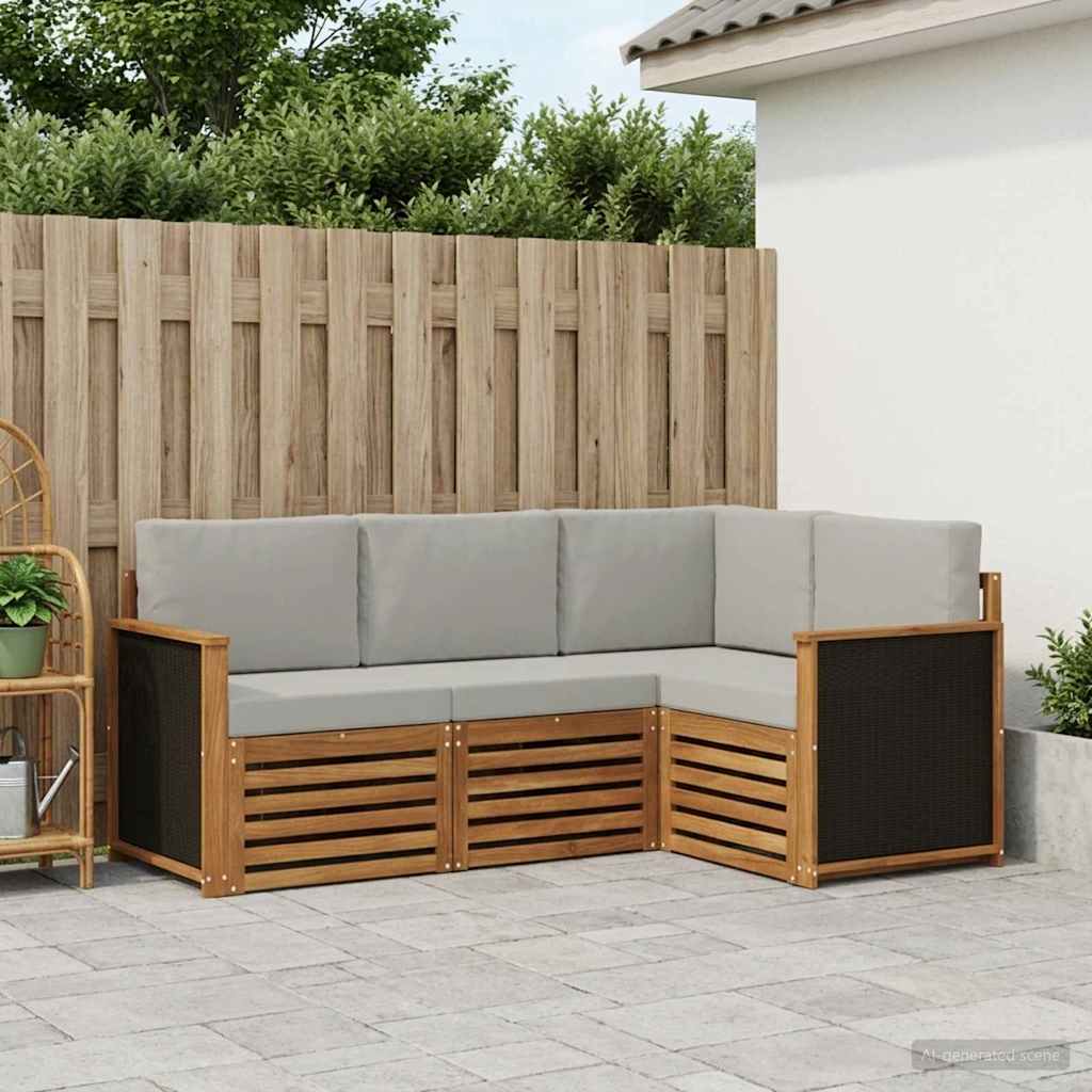 Setovi sofa s jastukom 4 pcs Čvrsto drvo akacije