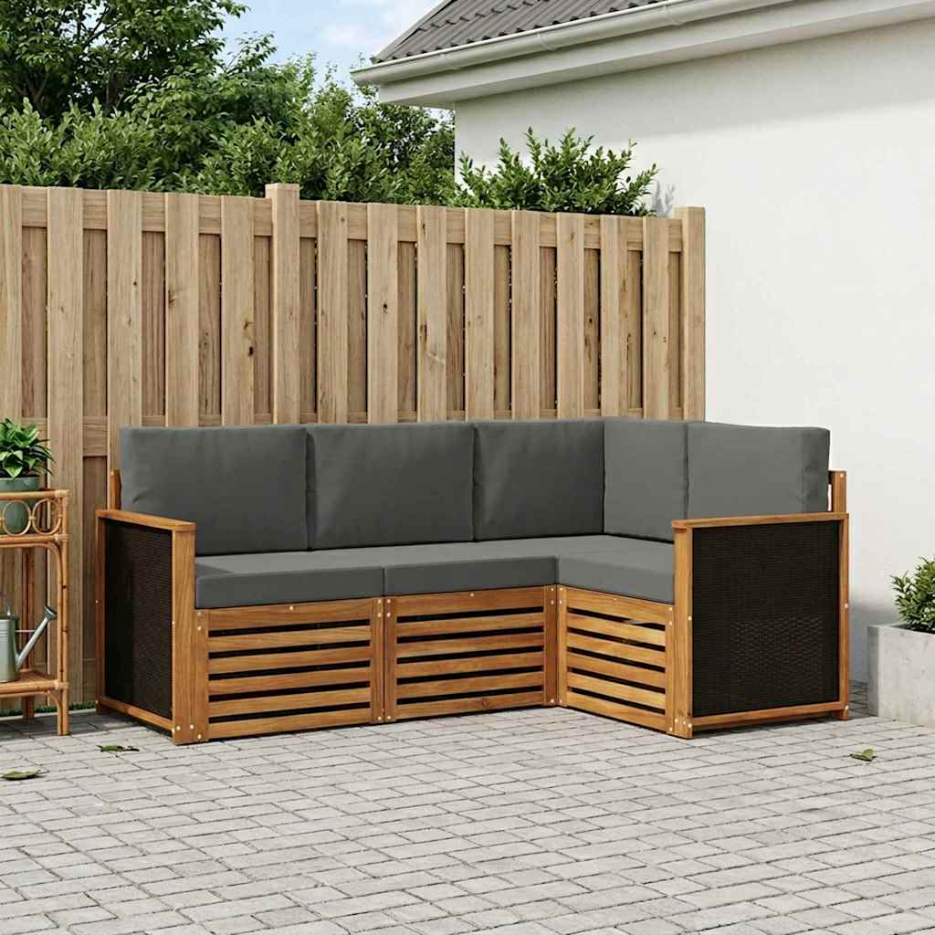 Setovi sofa s jastukom 4 pcs Čvrsto drvo akacije