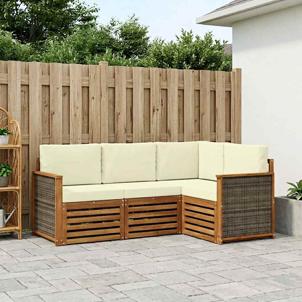 Setovi sofa s jastukom 4 pcs Čvrsto drvo akacije